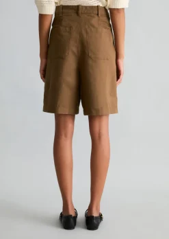 Bundfalten-Shorts regular aus Leinen-Baumwolle-Mix
