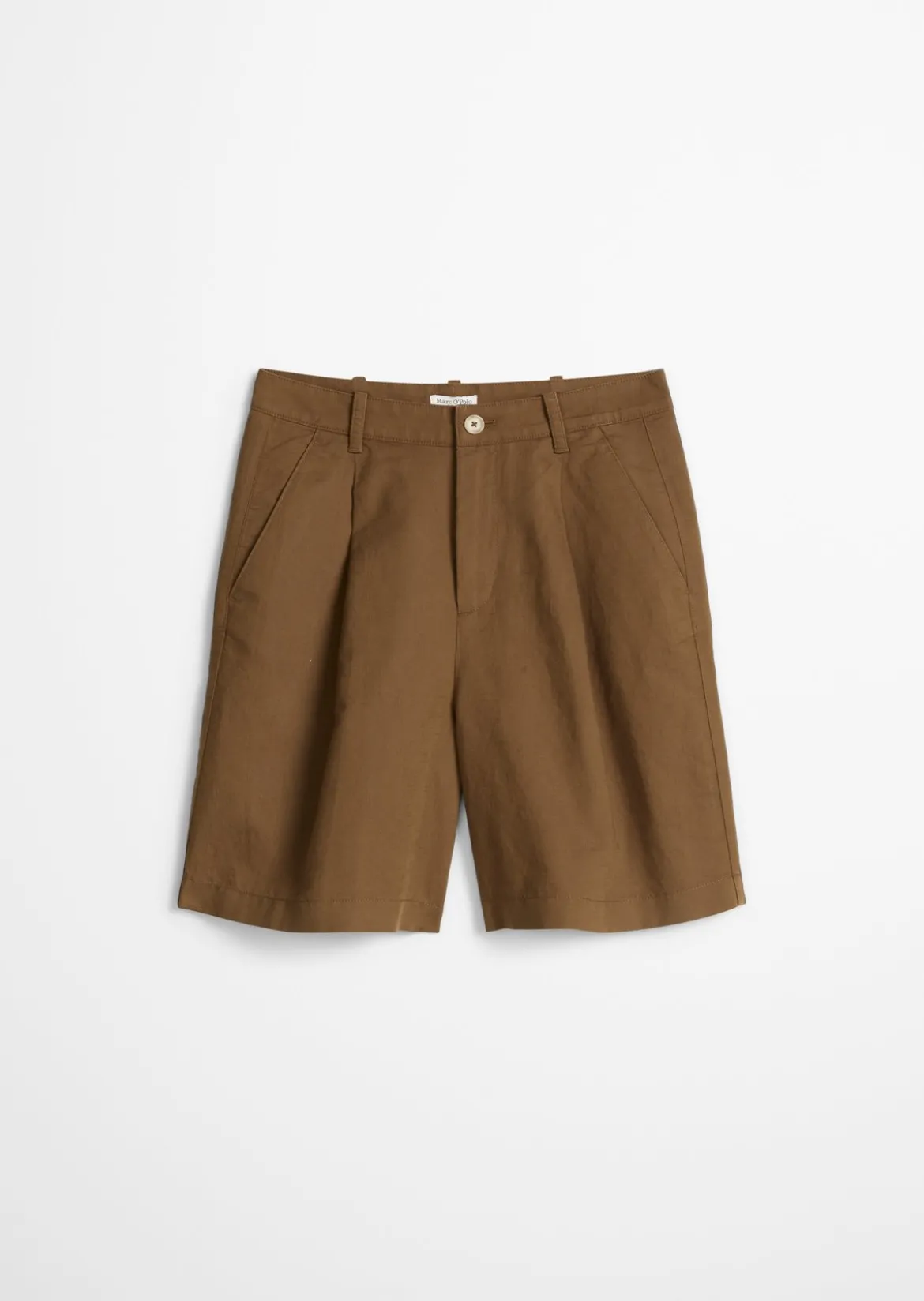 Bundfalten-Shorts regular aus Leinen-Baumwolle-Mix