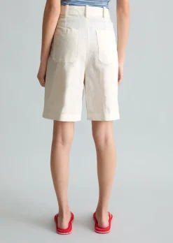 Bundfalten-Shorts regular aus Leinen-Baumwolle-Mix