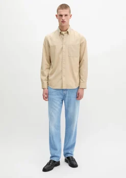 Button-Down-Hemd regular mit recycelter Baumwolle