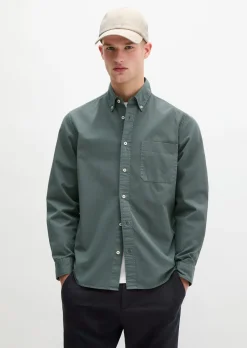 Button-Down-Hemd regular mit recycelter Baumwolle