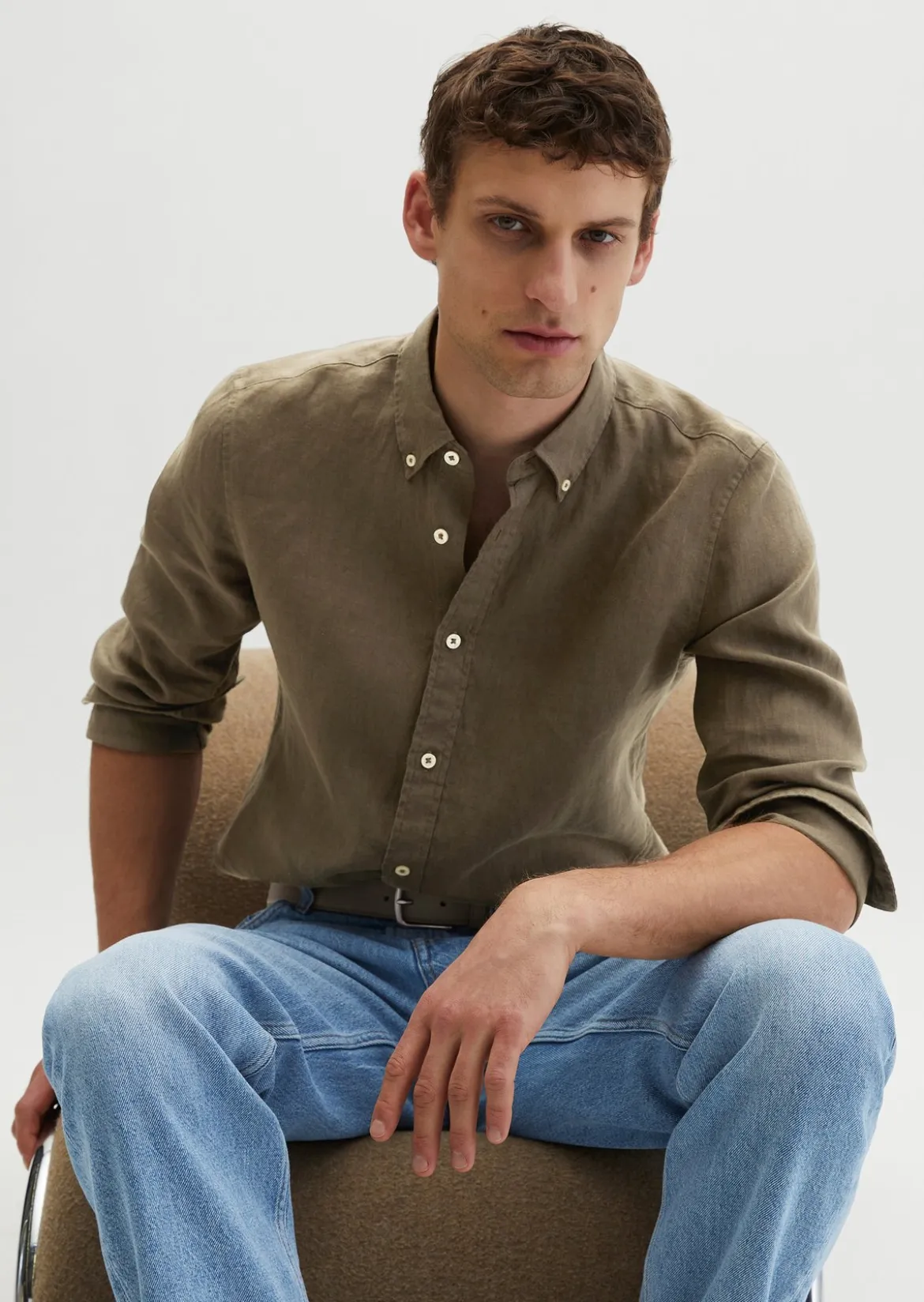 Button-Down-Hemd shaped aus reinem Leinen