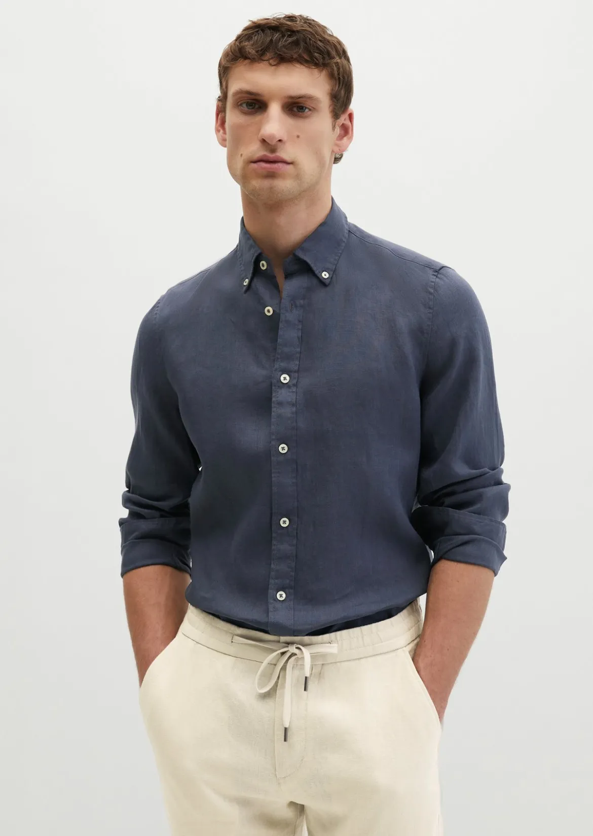 Button-Down-Hemd shaped aus reinem Leinen