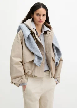 Canvasjacke mit Kapuze relaxed aus Cotton-Nylon-Mix