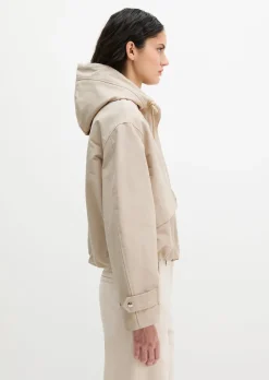 Canvasjacke mit Kapuze relaxed aus Cotton-Nylon-Mix