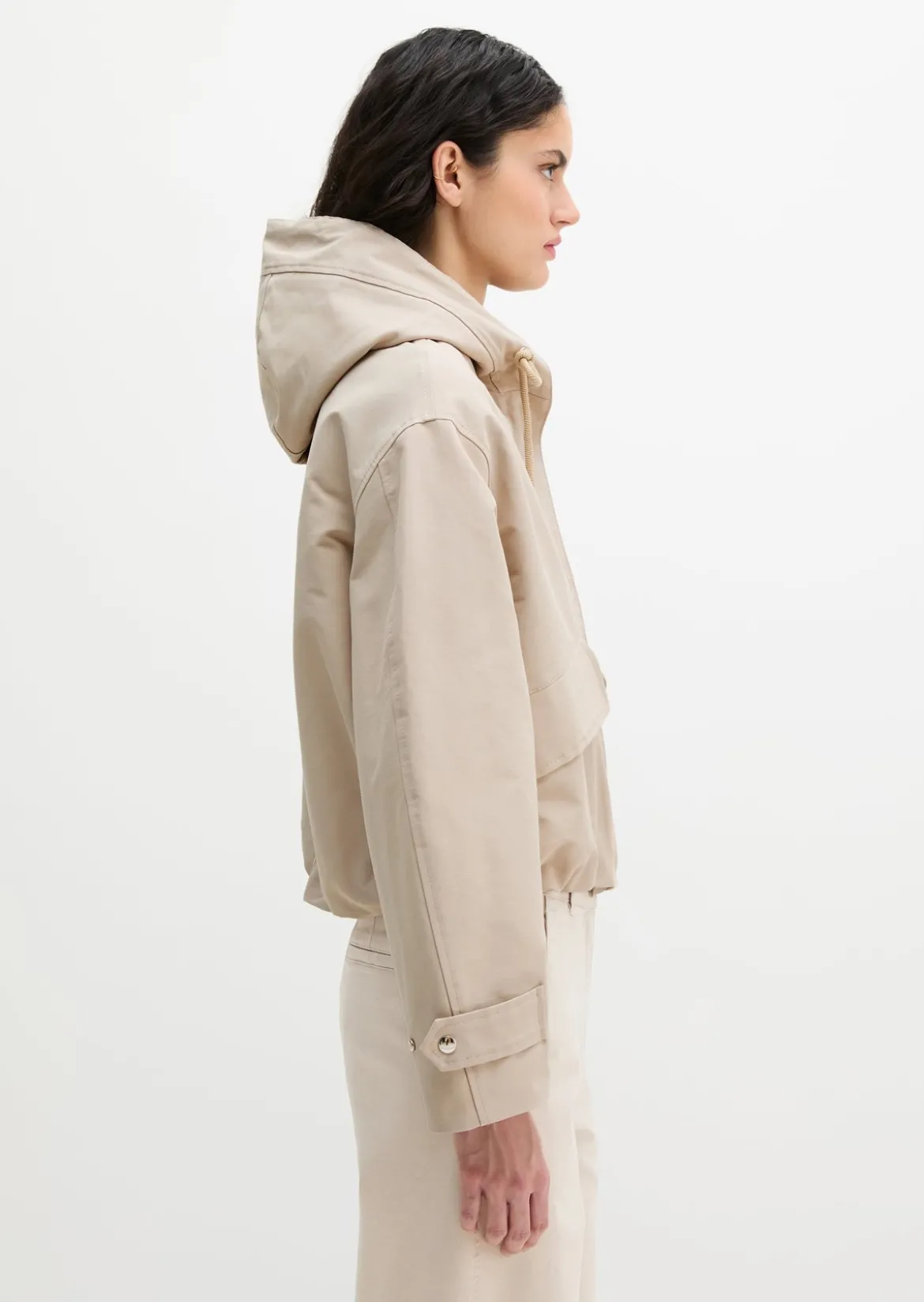 Canvasjacke mit Kapuze relaxed aus Cotton-Nylon-Mix