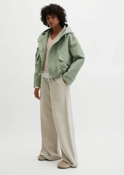 Canvasjacke mit Kapuze relaxed aus Cotton-Nylon-Mix