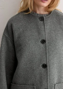 Capejacke mit abnehmbarem Schal relaxed aus Doubleface-Wolle-Mix