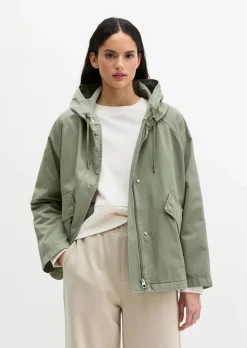 Cape-Jacke mit Kapuze relaxed garment-dyed aus Organic Cotton-Twill