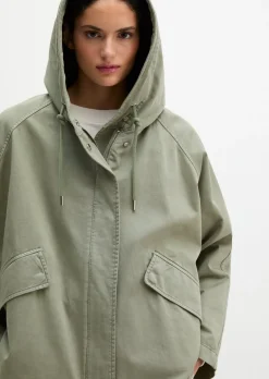 Cape-Jacke mit Kapuze relaxed garment-dyed aus Organic Cotton-Twill