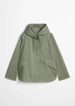 Cape-Jacke mit Kapuze relaxed garment-dyed aus Organic Cotton-Twill