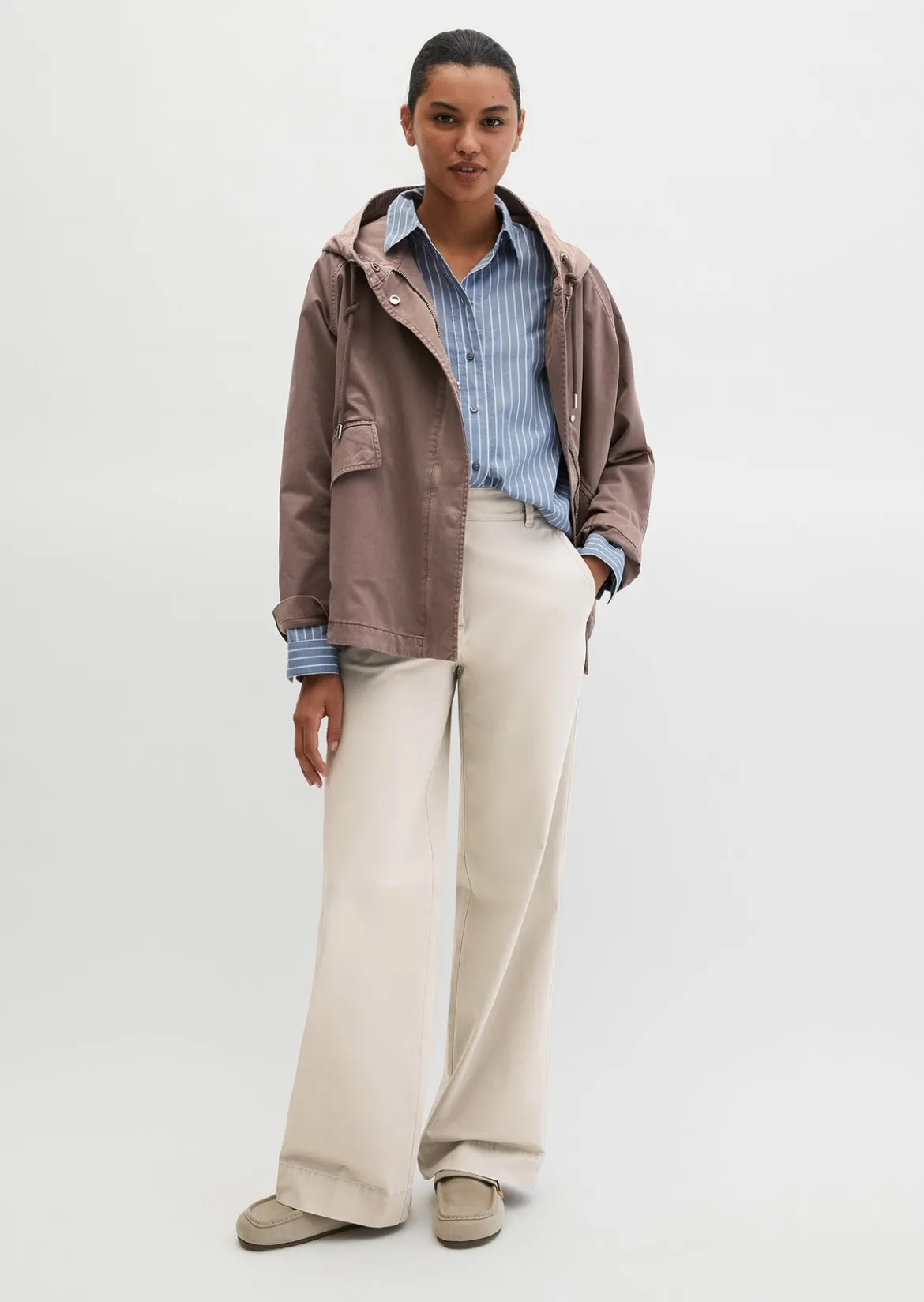 Cape-Jacke mit Kapuze relaxed garment-dyed aus Organic Cotton-Twill