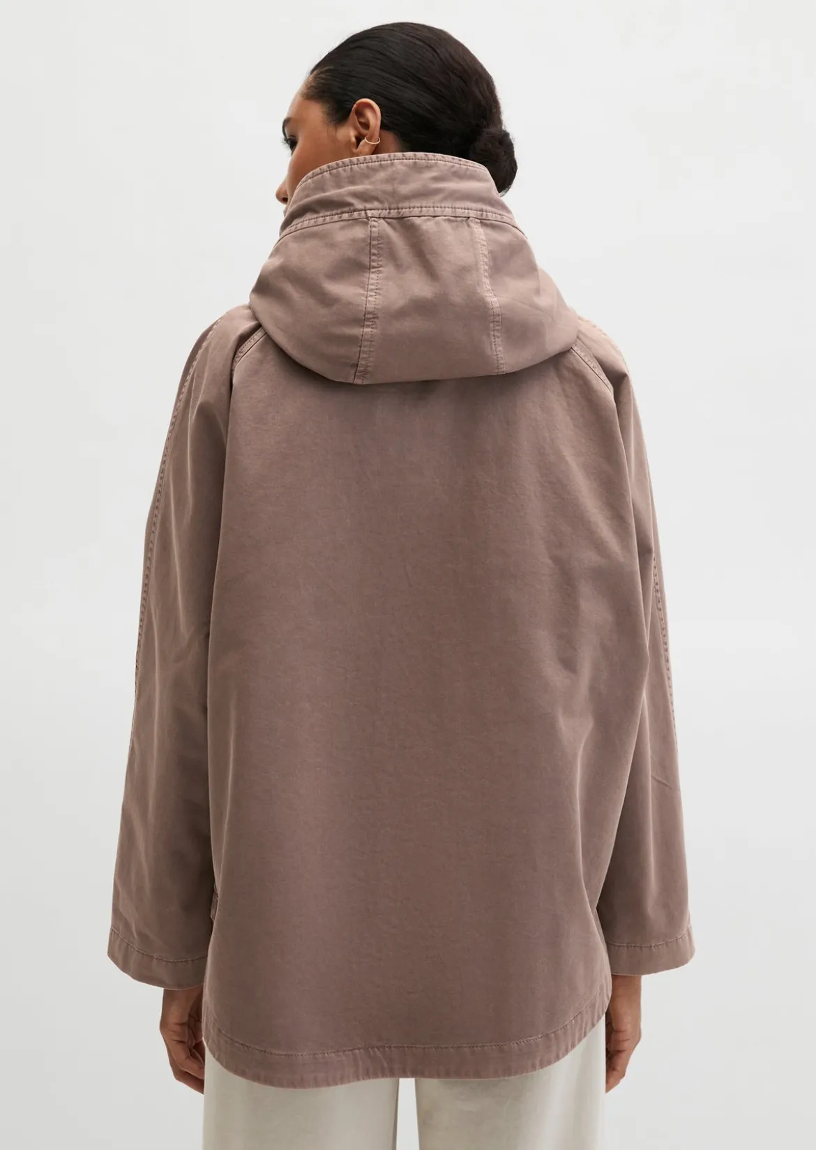 Cape-Jacke mit Kapuze relaxed garment-dyed aus Organic Cotton-Twill