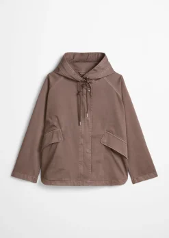 Cape-Jacke mit Kapuze relaxed garment-dyed aus Organic Cotton-Twill