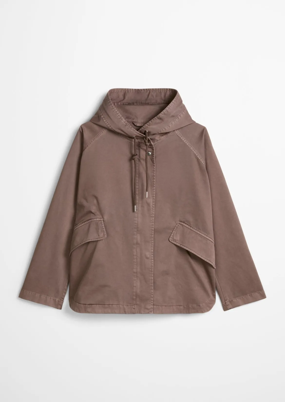 Cape-Jacke mit Kapuze relaxed garment-dyed aus Organic Cotton-Twill