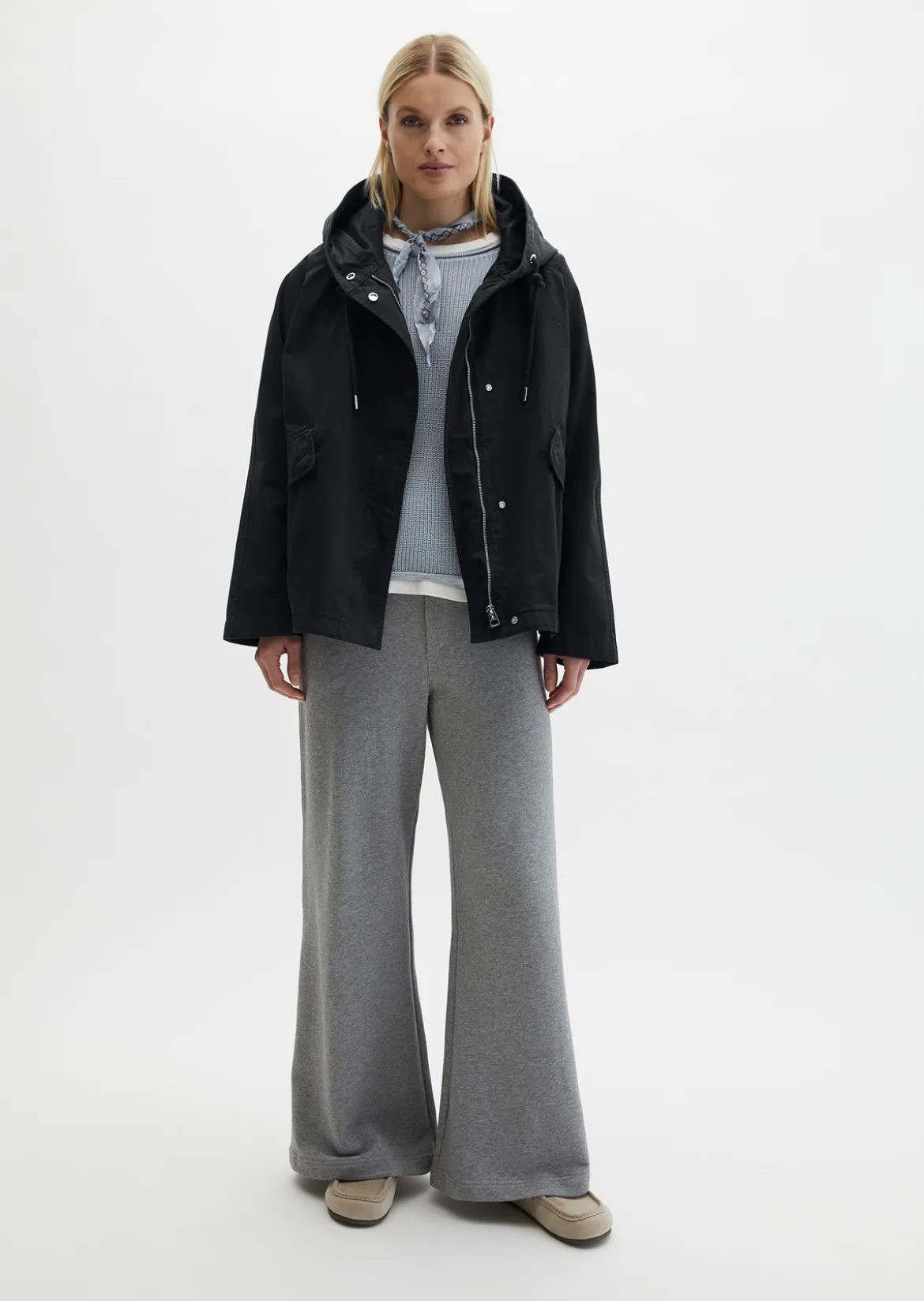 Cape-Jacke mit Kapuze relaxed garment-dyed aus Organic Cotton-Twill