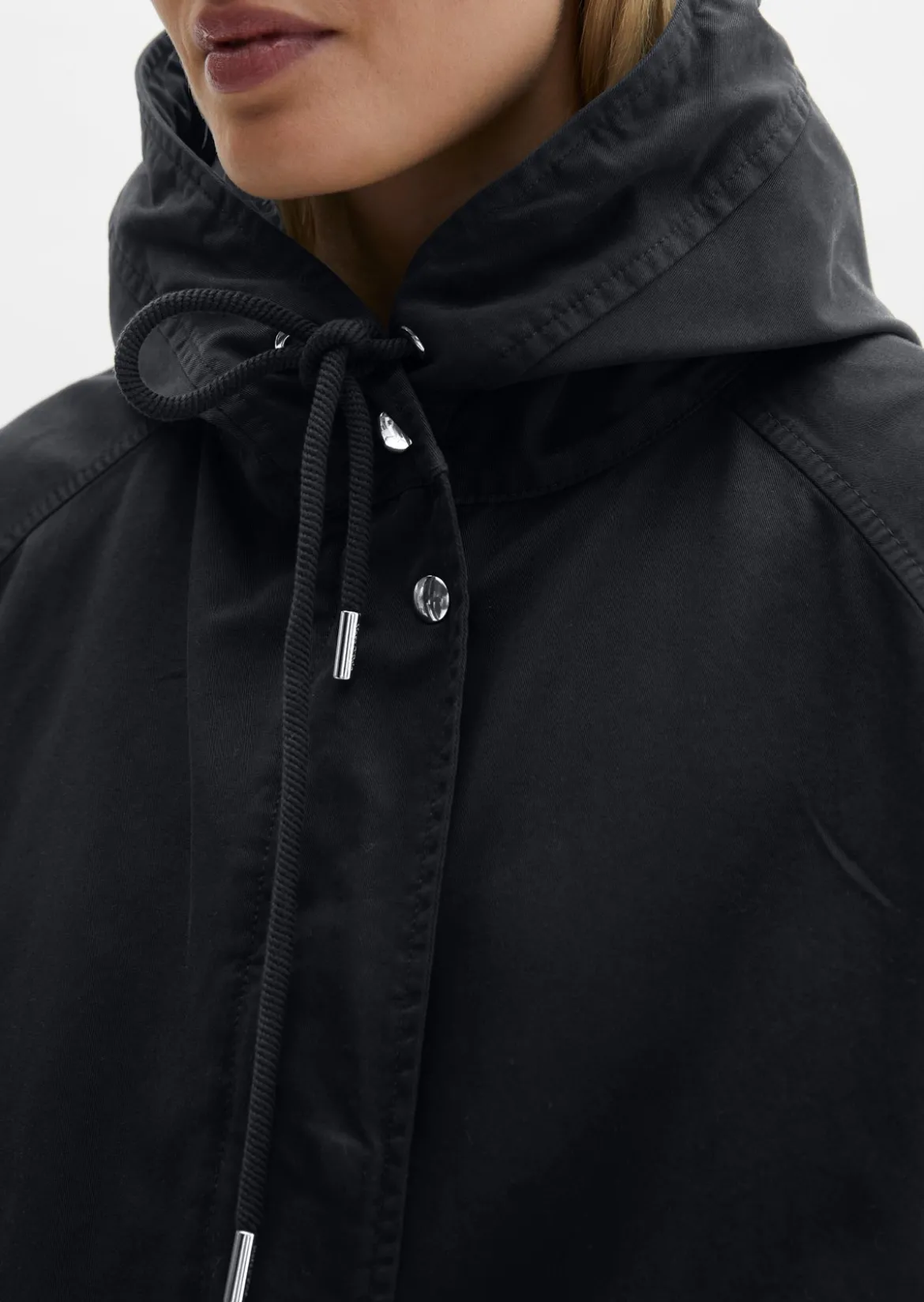 Cape-Jacke mit Kapuze relaxed garment-dyed aus Organic Cotton-Twill