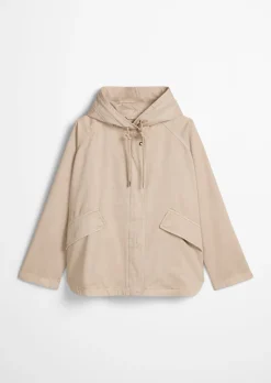 Cape-Jacke mit Kapuze relaxed garment-dyed aus Organic Cotton-Twill