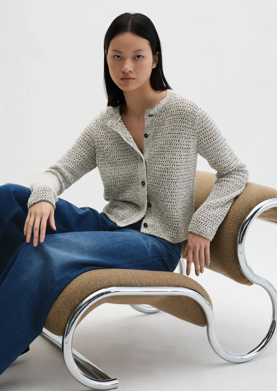 Cardigan regular aus Bi-Color-Garn