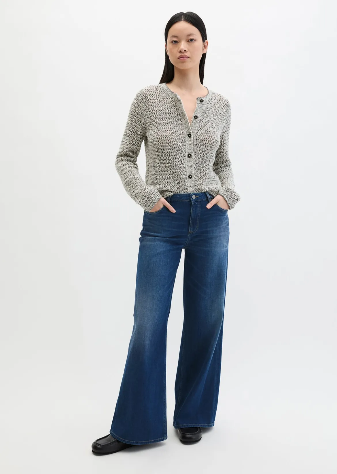 Cardigan regular aus Bi-Color-Garn