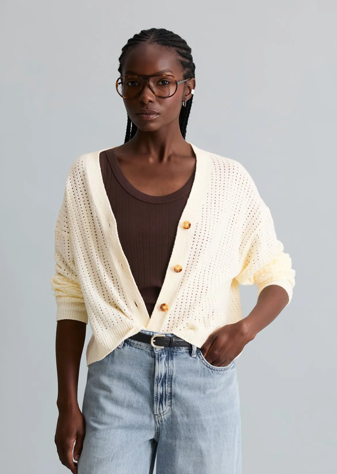 Cardigan relaxed aus weichem Organic Cotton-Mix