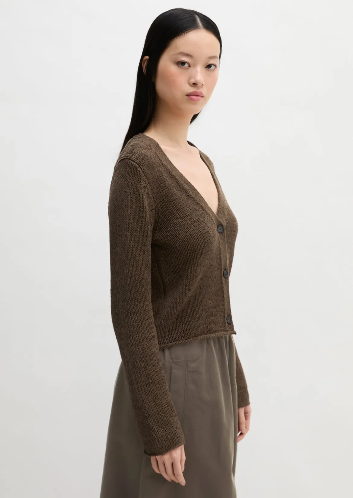 Cardigan slim aus Bändchengarn