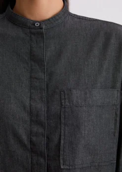 Chambray-Bluse relaxed aus Bio-Baumwolle in Denim-Look