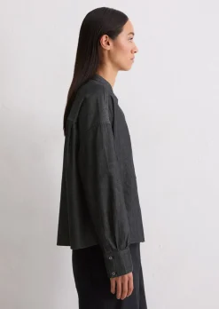 Chambray-Bluse relaxed aus Bio-Baumwolle in Denim-Look