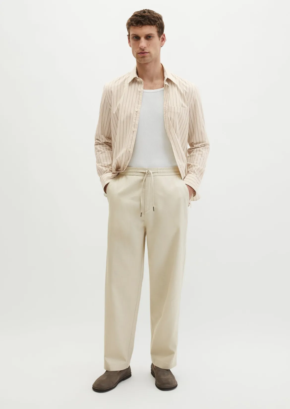 Chino Model Mossbo Jogger wide aus TENCEL™ Lyocell -Leinen-Mix