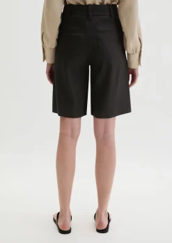 Chino-Shorts flared aus Viskose-Leinen-Stretch