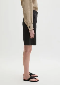 Chino-Shorts flared aus Viskose-Leinen-Stretch