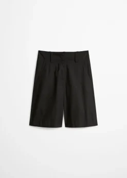 Chino-Shorts flared aus Viskose-Leinen-Stretch