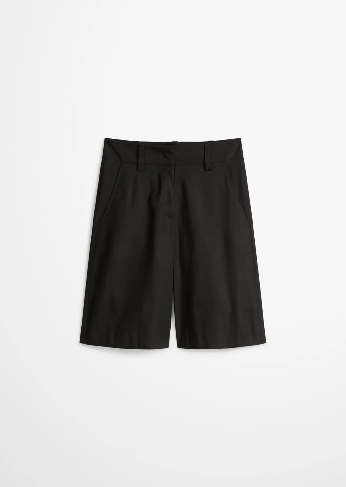 Chino-Shorts flared aus Viskose-Leinen-Stretch