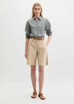 Chino-Shorts flared aus Viskose-Leinen-Stretch