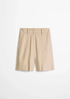 Chino-Shorts flared aus Viskose-Leinen-Stretch