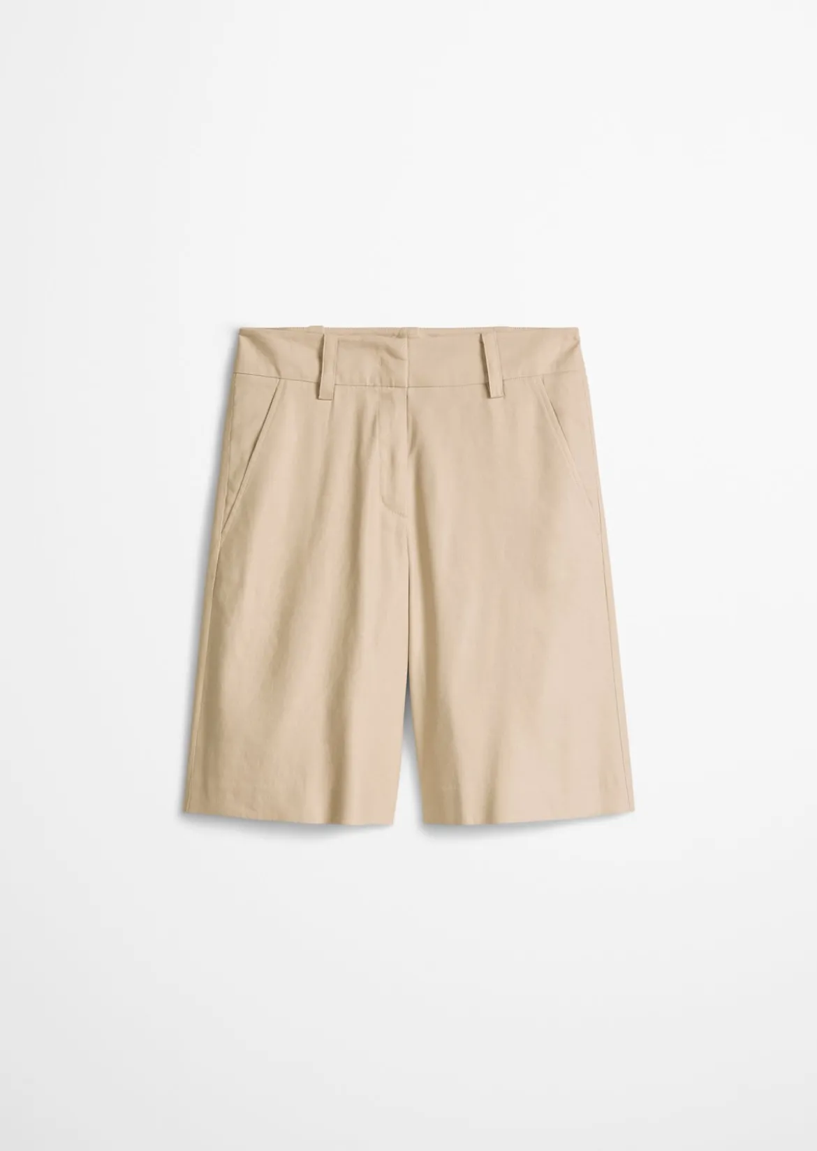 Chino-Shorts flared aus Viskose-Leinen-Stretch