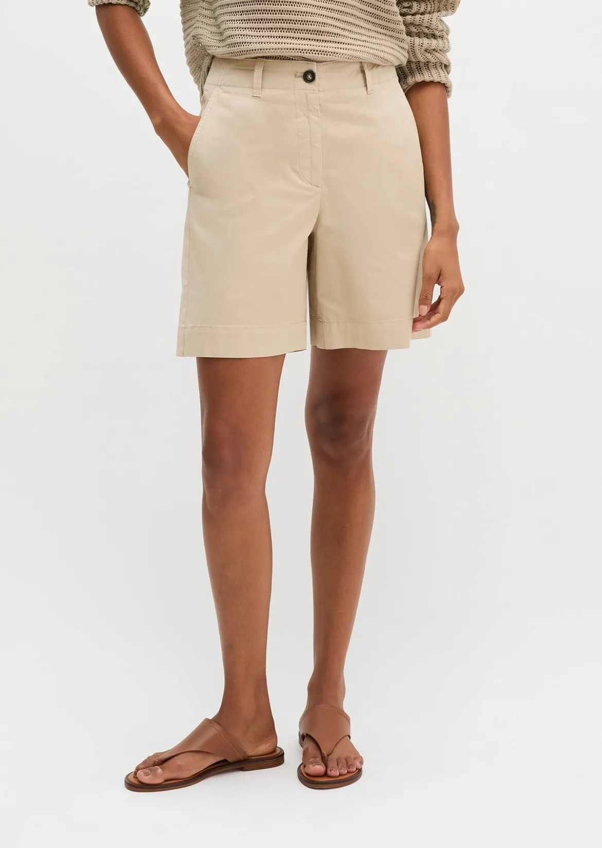Chino-Shorts Model Lande wide aus Organic Cotton-Lyocell-Leinen-Mix