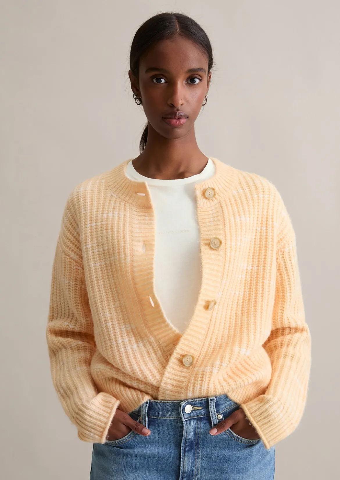 Chunky-Cardigan cropped aus weichem Wolle-Mix