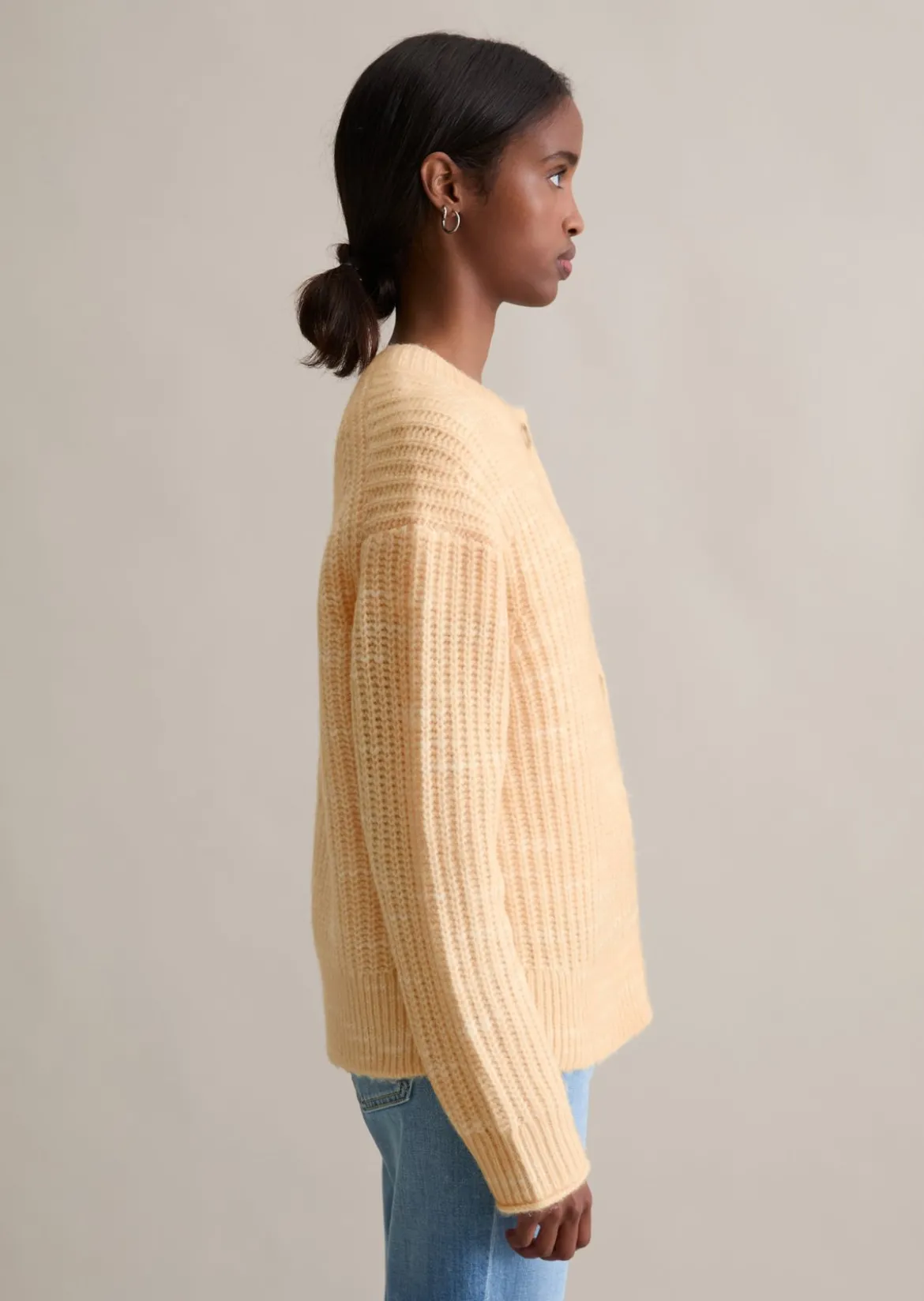 Chunky-Cardigan cropped aus weichem Wolle-Mix
