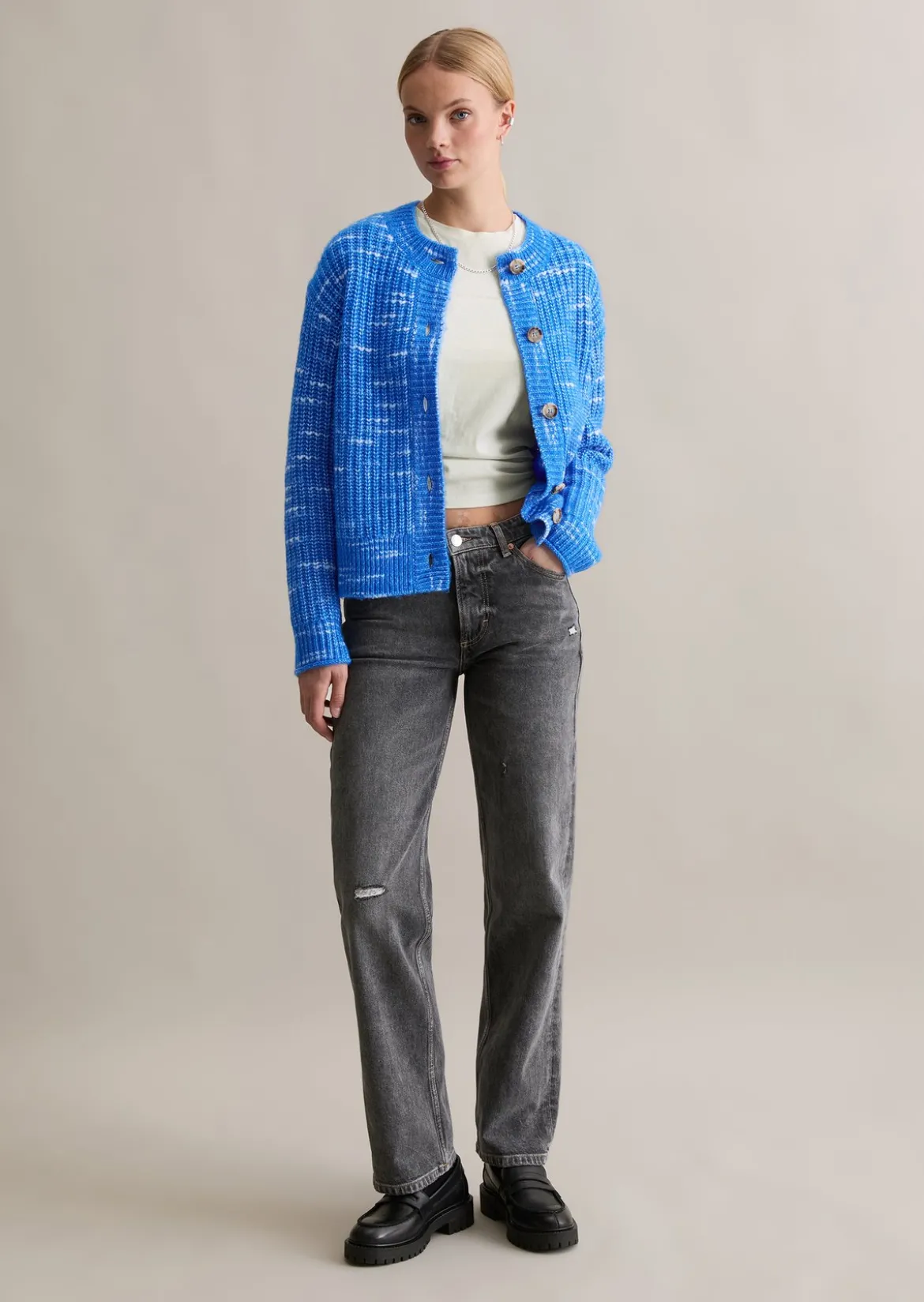 Chunky-Cardigan cropped aus weichem Wolle-Mix