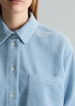 Cordbluse loose mit lässiger Bubble-Struktur