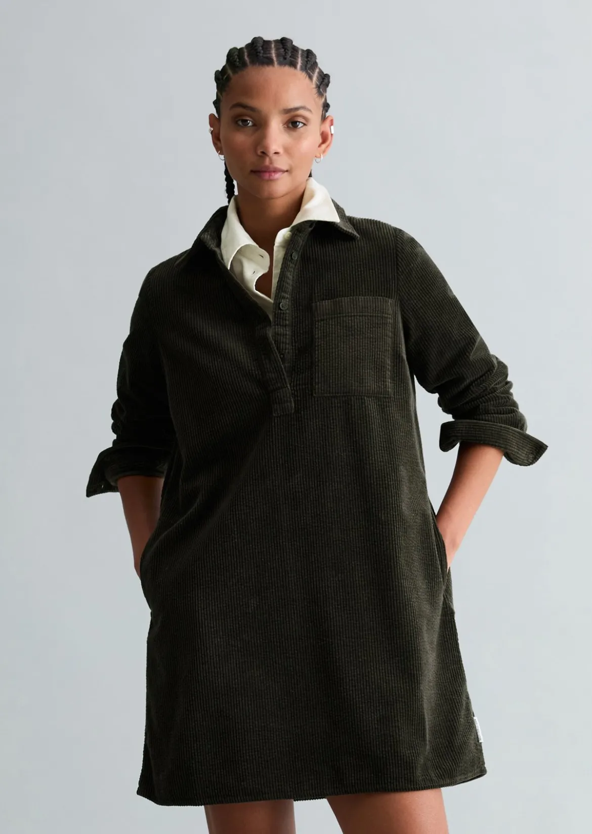 Cordkleid straight mit lässiger Bubble-Struktur