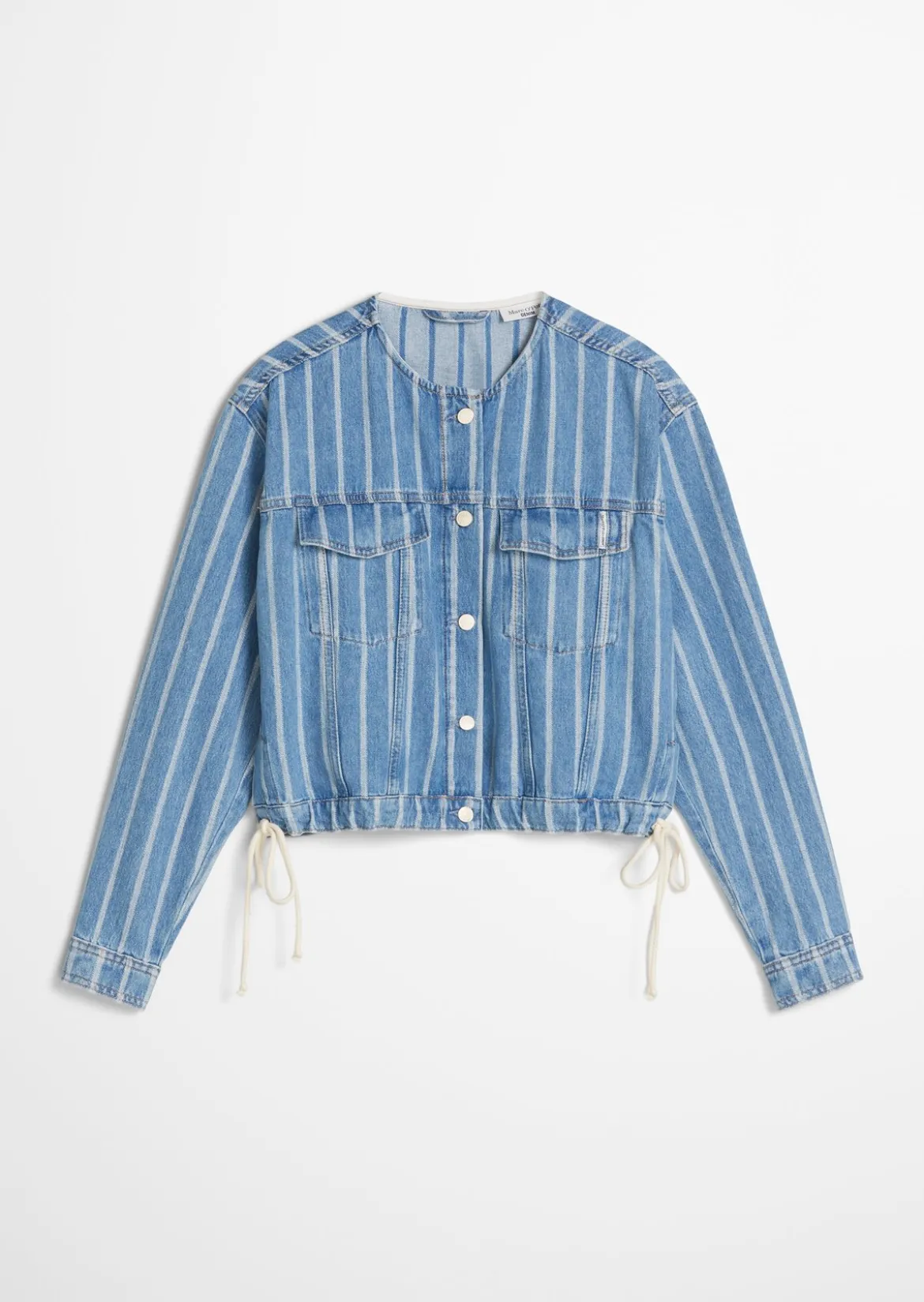 Crayfish Capsule Jeansjacke gestreift, Boxy Fit, Cropped aus reiner Bio-Baumwolle