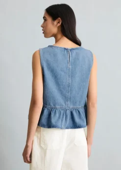 Crayfish Capsule Jeans-Volant-Bluse, Relaxed Fit aus reinem Organic Cotton