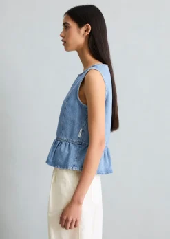 Crayfish Capsule Jeans-Volant-Bluse, Relaxed Fit aus reinem Organic Cotton