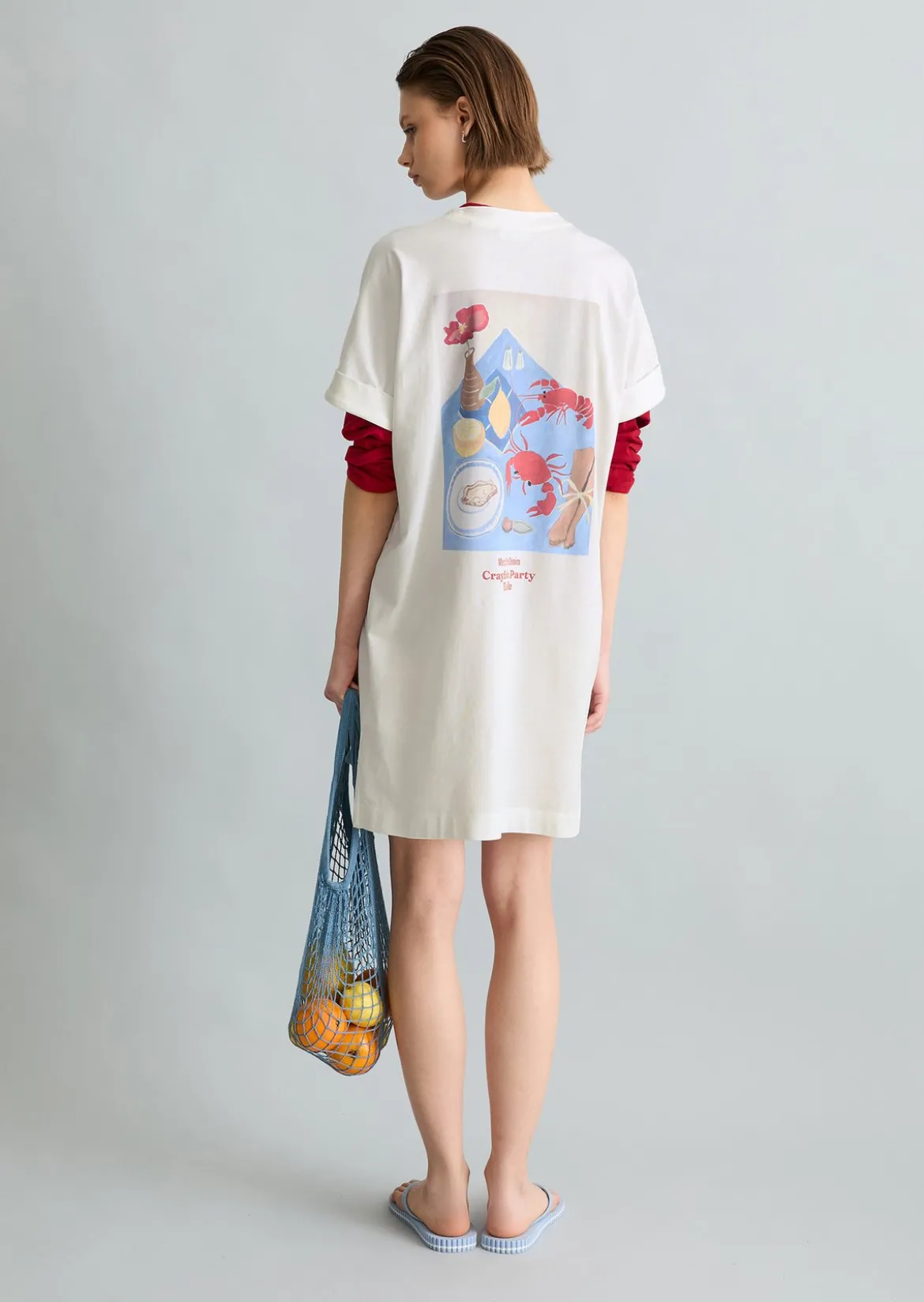 Crayfish Capsule Jersey Dress, Backprint, Turn-Up Sleeves aus Organic Cotton