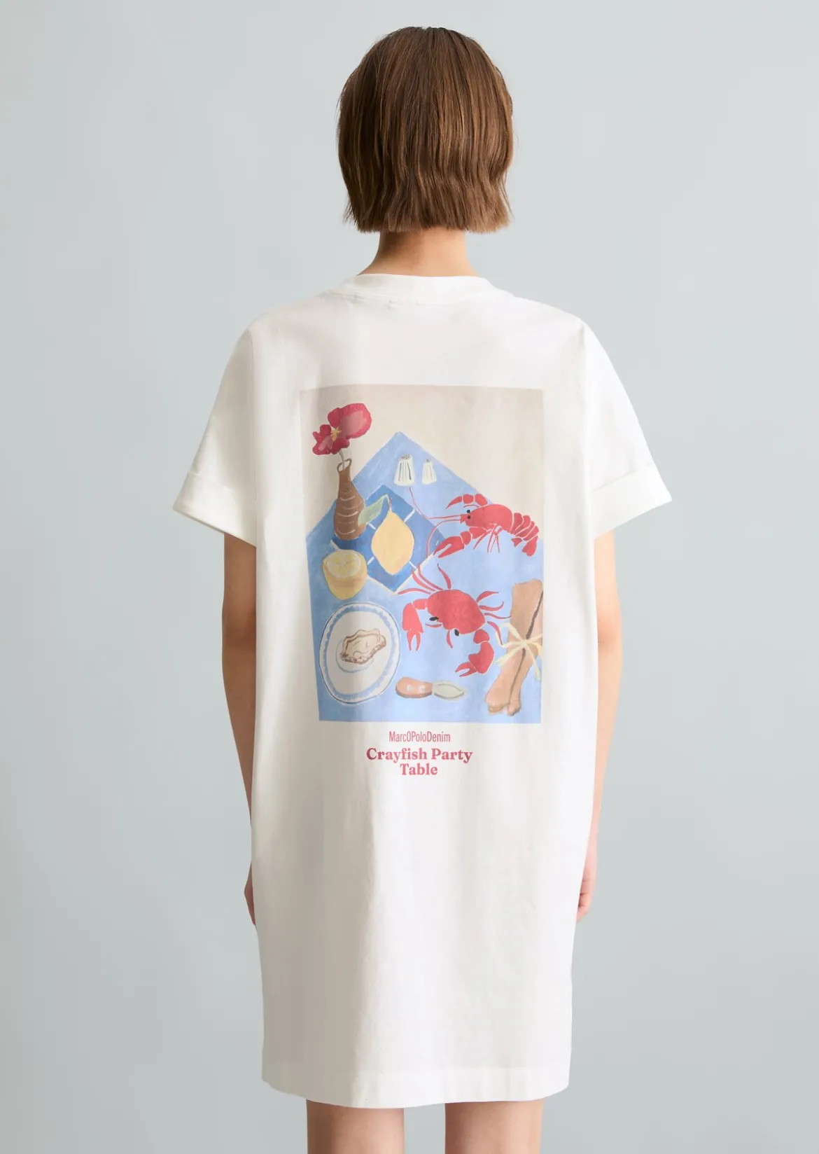 Crayfish Capsule Jersey Dress, Backprint, Turn-Up Sleeves aus Organic Cotton