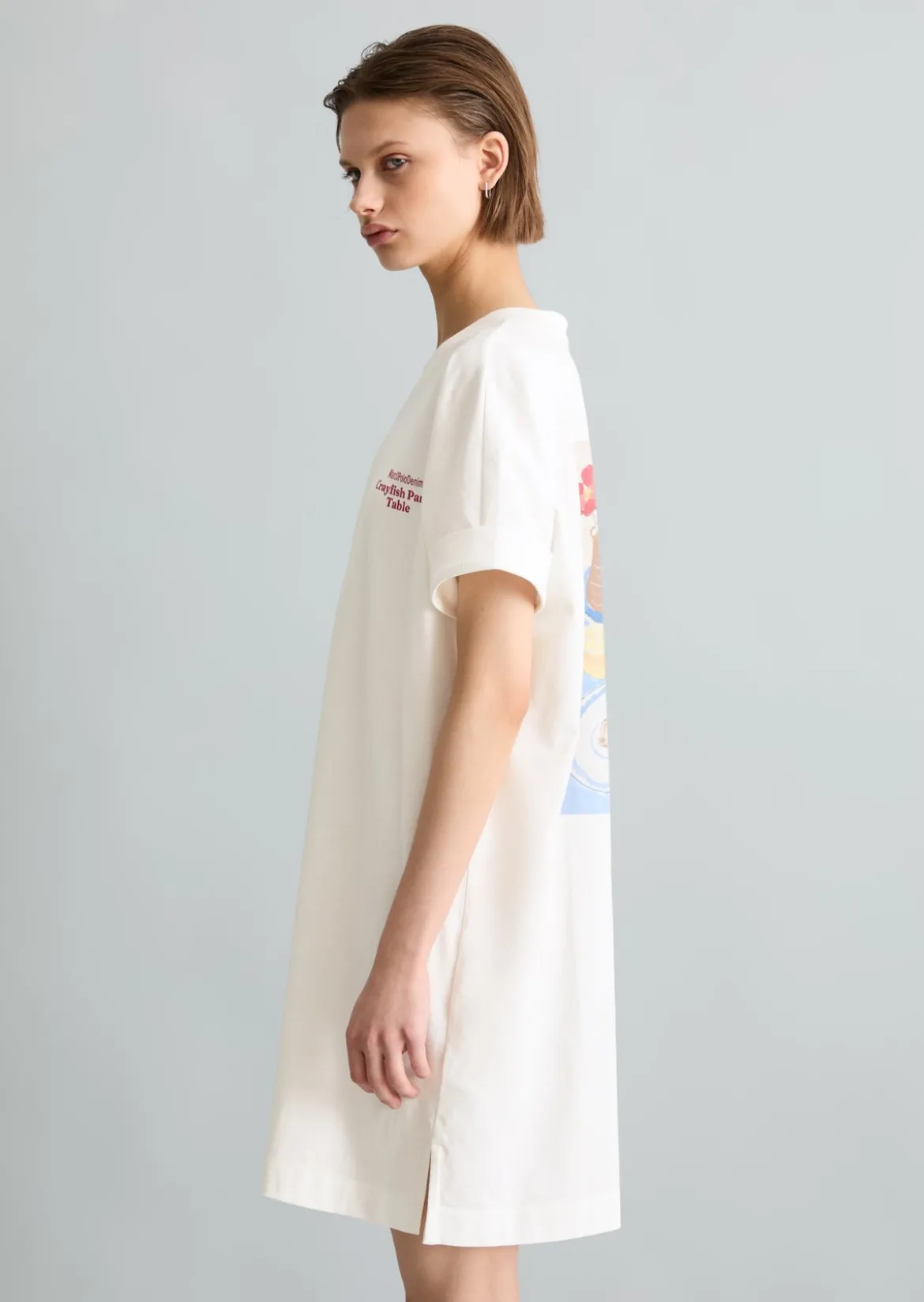 Crayfish Capsule Jersey Dress, Backprint, Turn-Up Sleeves aus Organic Cotton