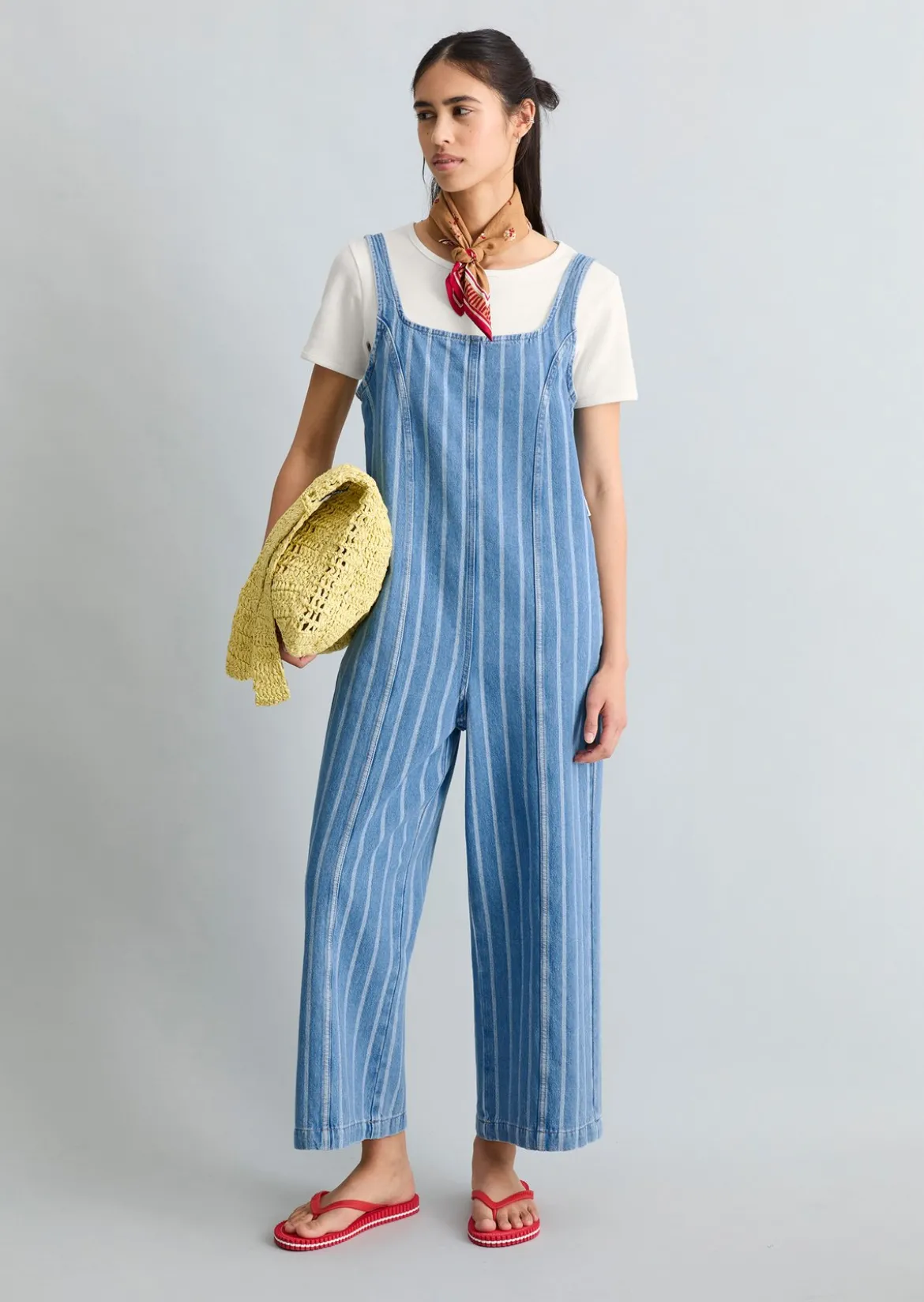 Crayfish Capsule Striped Denim Overall aus reiner Bio-Baumwolle