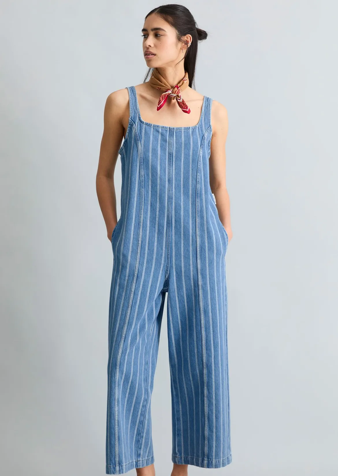Crayfish Capsule Striped Denim Overall aus reiner Bio-Baumwolle